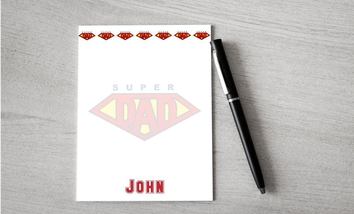 Personalized Super Dad Design Note Pad