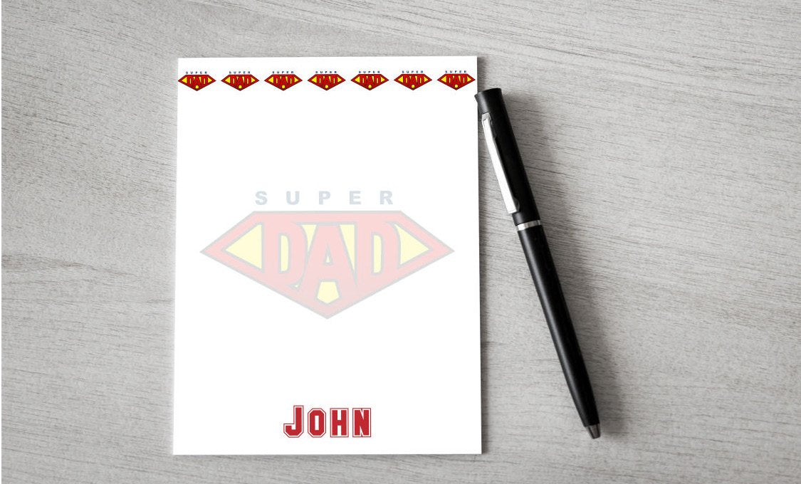 Personalized Super Dad Design Note Pad — Potter's Printing