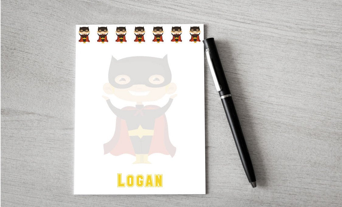 Personalized Super Hero Boy Design Note Pad