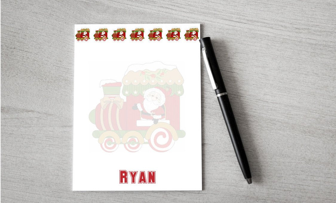 Personalized Christmas Train Design Note Pad