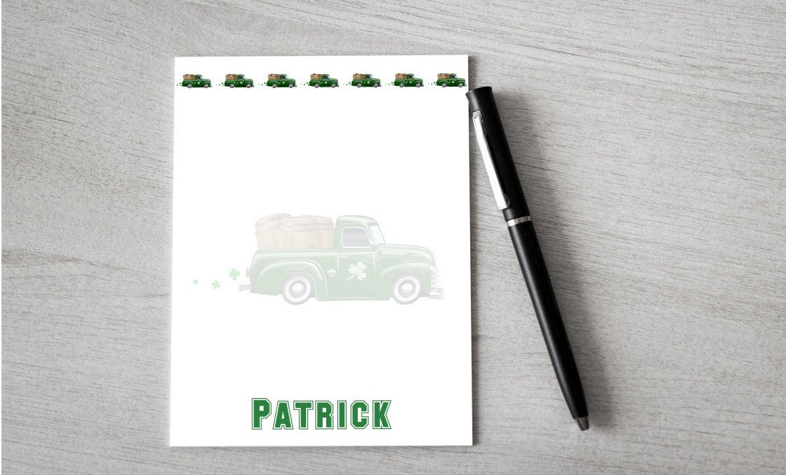Personalized St Patrick's Truck Design Note Pad