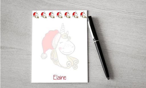 Personalized Christmas Unicorn Design Note Pad