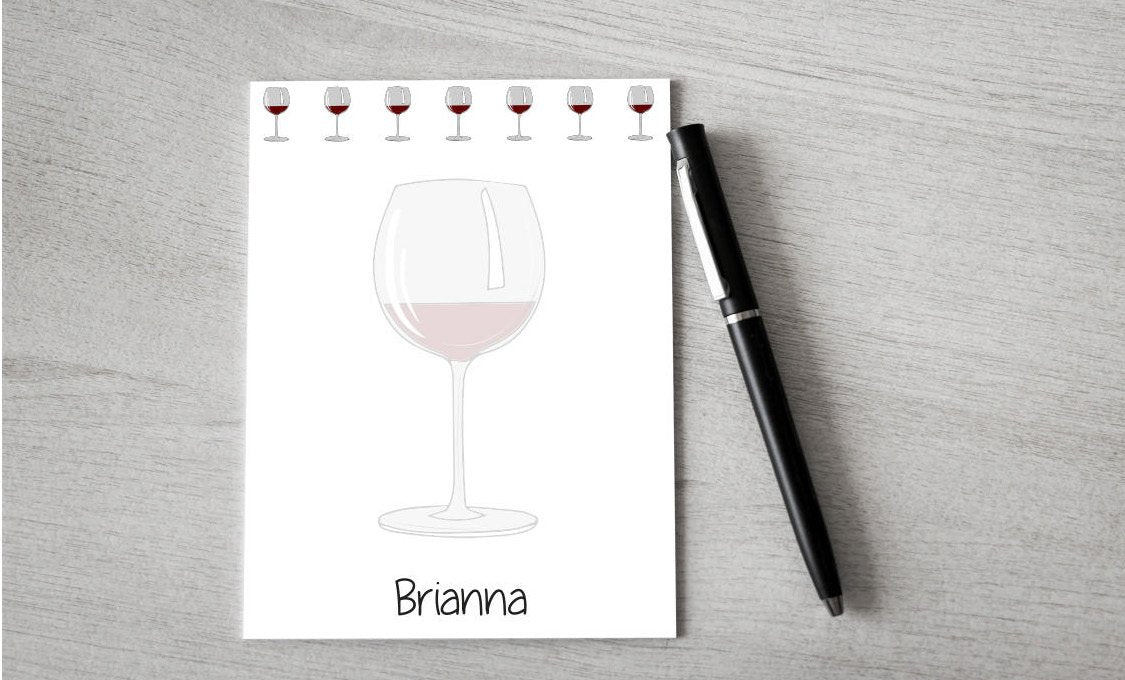 Personalized Wine Glass Design Note Pad