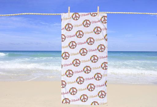 Personalized Peace Sign Design Beach Towel