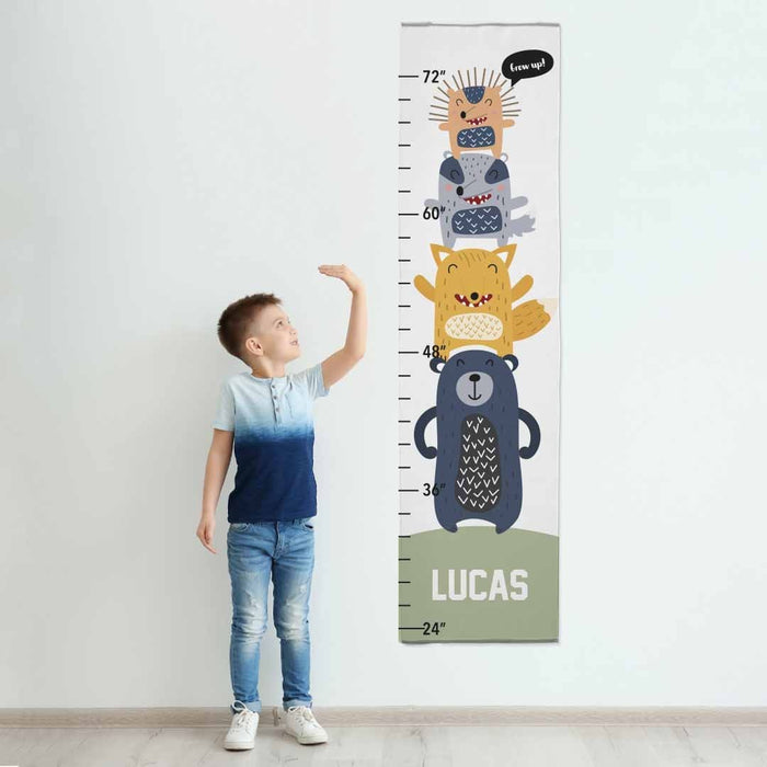 Personalized Animals Design Boys Growth Chart
