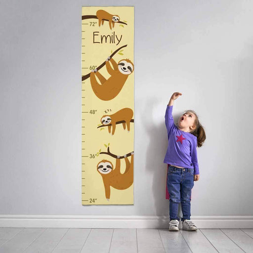 Personalized Sloths Design Girls Growth Chart