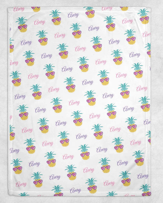 Personalized Pineapple Design Soft Micro Fleece Blanket