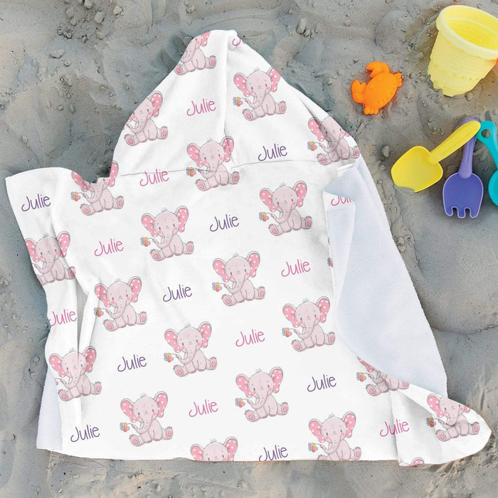 Personalized Baby Elephant Design Microfiber Hooded Towel