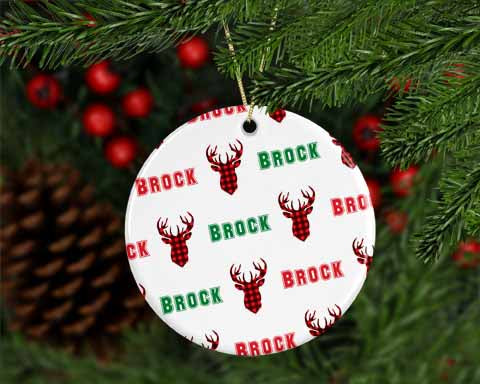 Personalized Plaid Deer Ornament