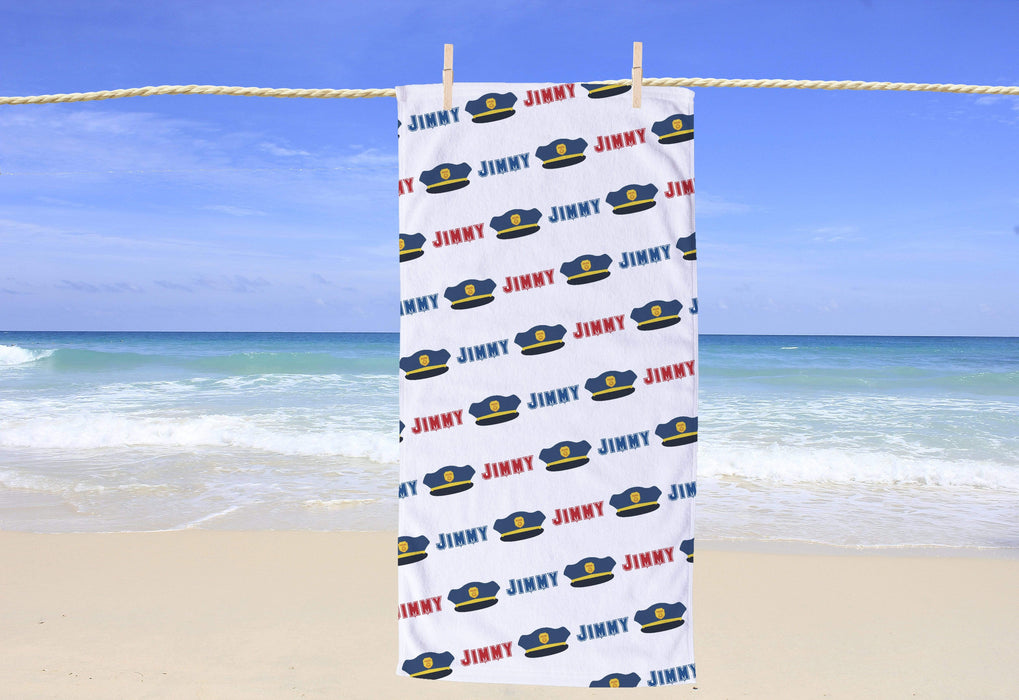 Personalized Police Design Beach Towel
