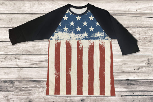 American Flag Design Raglan Shirt