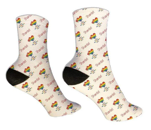 Personalized Rainbow Valentine Design Socks