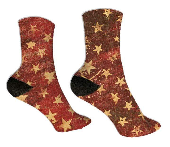 Red Distressed Stars Design Socks