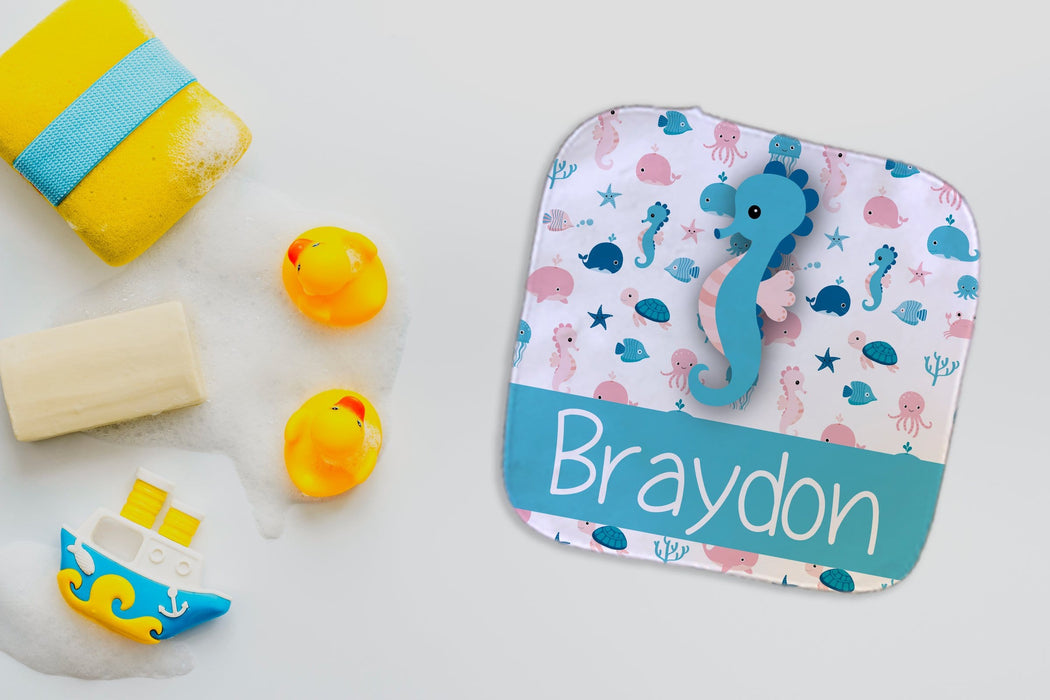 Personalized Seahorse Wash Cloth