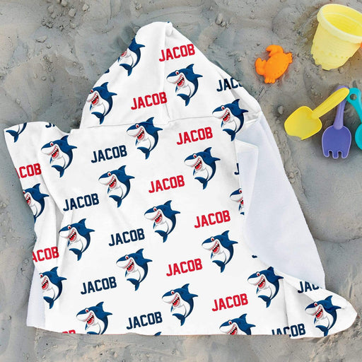 Personalized Shark Design Microfiber Hooded Towel