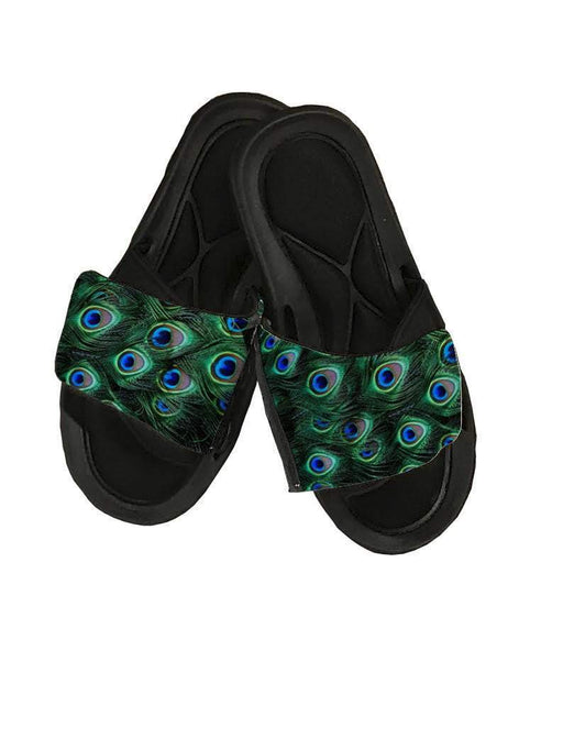 Peacock Design Slide Sandals
