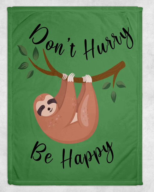 Dont Hurry Be Happy Sloth Design Soft Micro Fleece Blanket