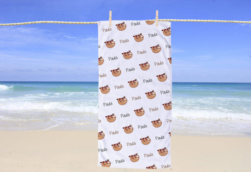 Personalized Sloth Design Beach Towel