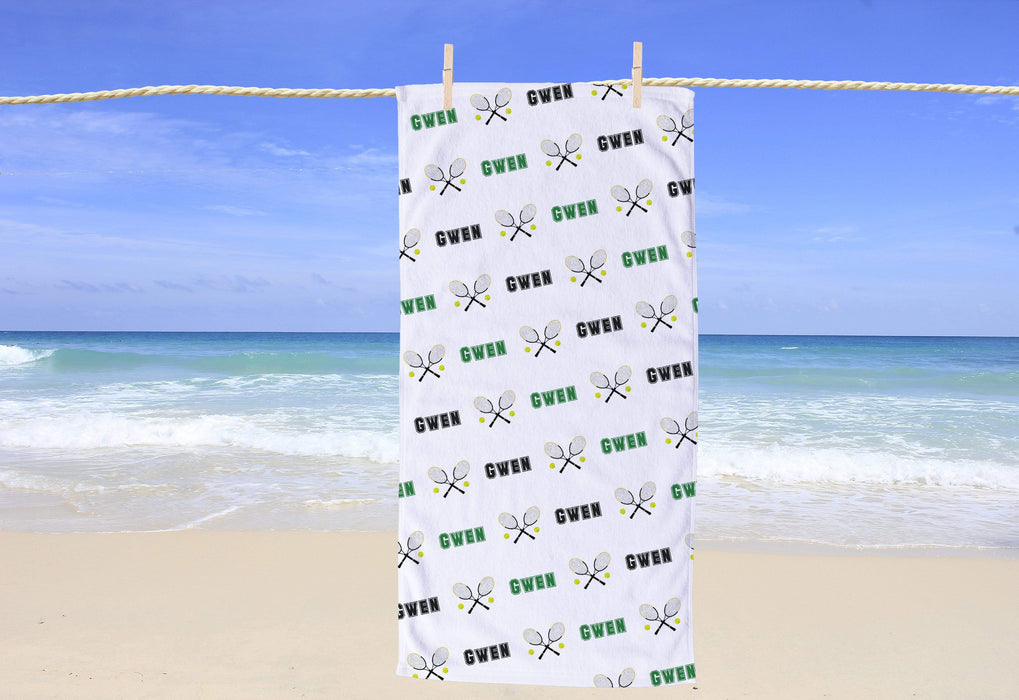 Personalized Tennis Design Beach Towel