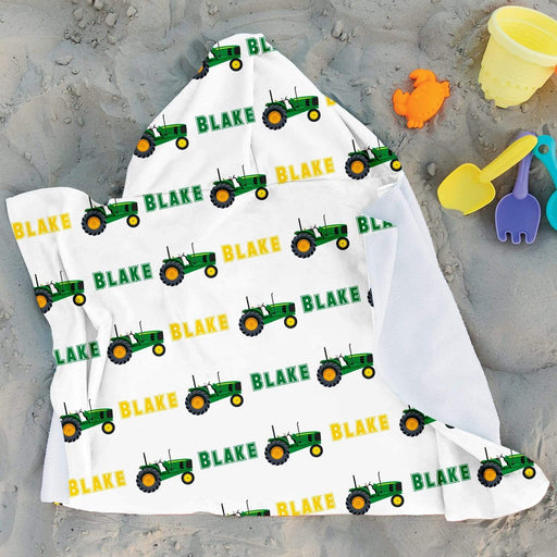 Personalized Tractor Design Microfiber Hooded Towel