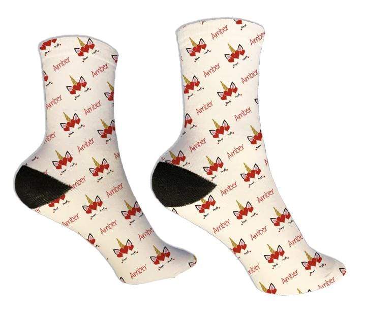Personalized Unicorn Crown Valentine Design Socks