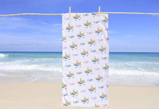 Personalized Unicorn Design Beach Towel