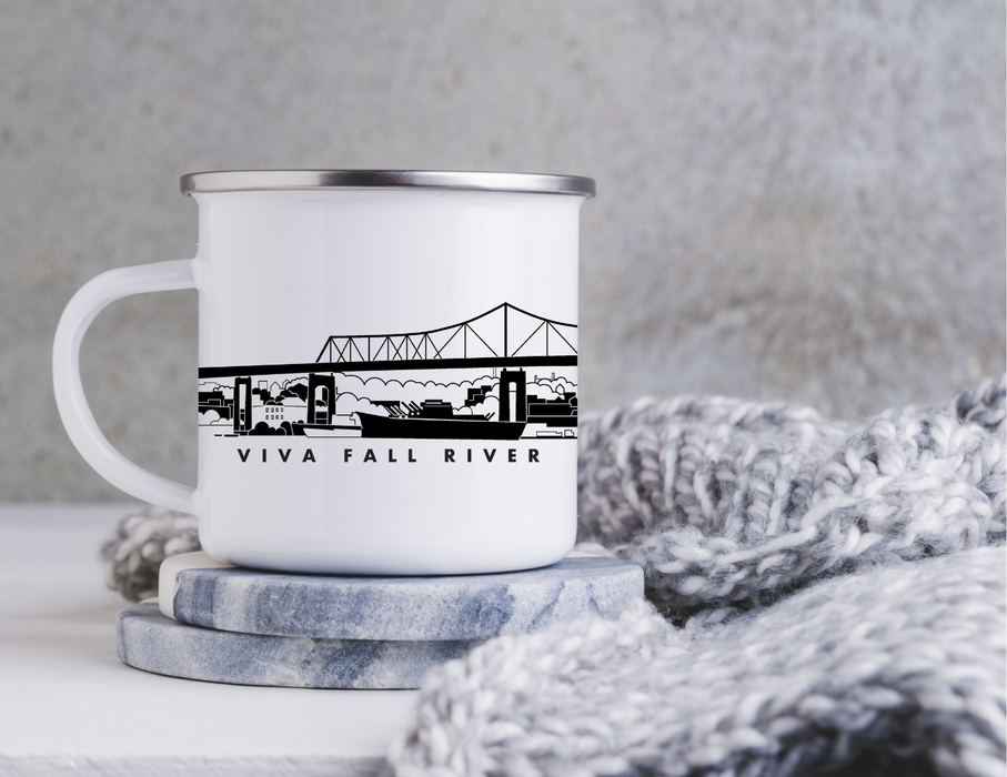 Viva Fall River Bridge and Battleship Camping Mug