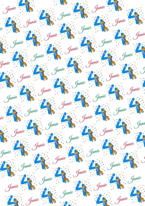 Personalized 4th Birthday Giraffe Design Birthday Tissue Paper