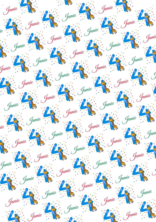 Personalized 4th Birthday Giraffe Design Birthday Tissue Paper