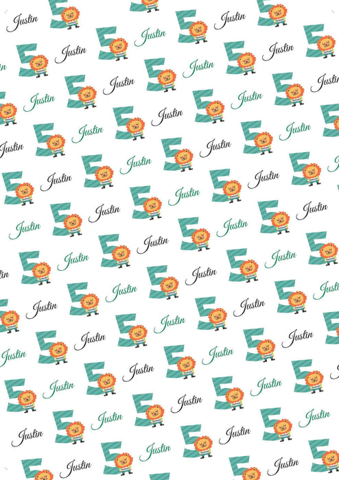Personalized 5th Birthdays Lion Birthday Wrapping Paper