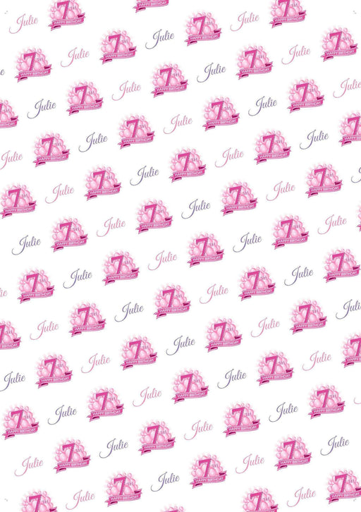 Personalized 7th Birthdays Pink Birthday Wrapping Paper
