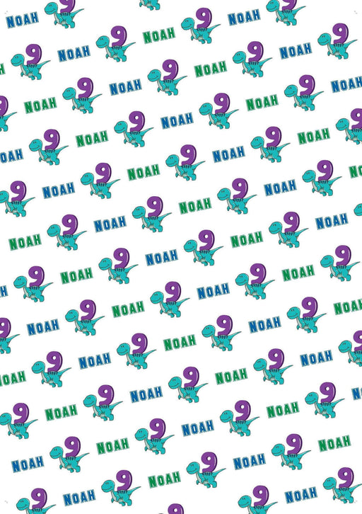 Personalized 9th Birthdays T Rex Birthday Wrapping Paper