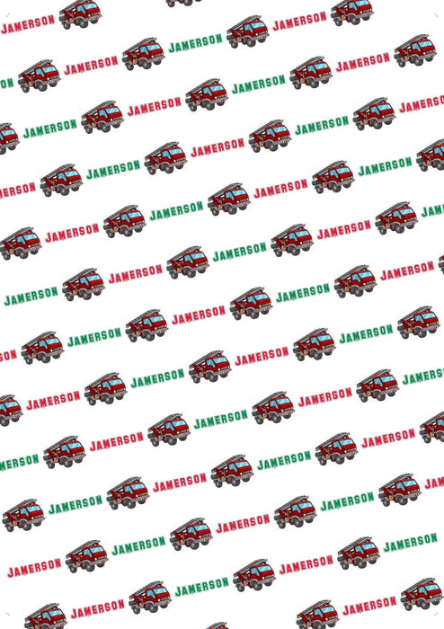 Personalized Fire Truck Design Tissue Paper