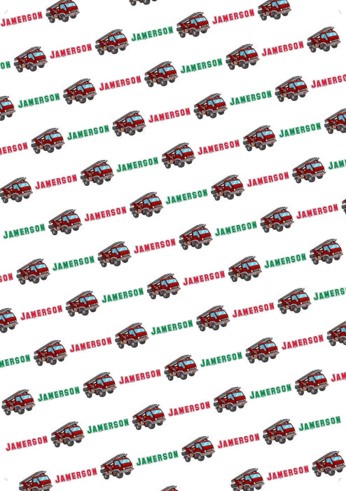 Personalized Fire Truck Birthday Wrapping Paper