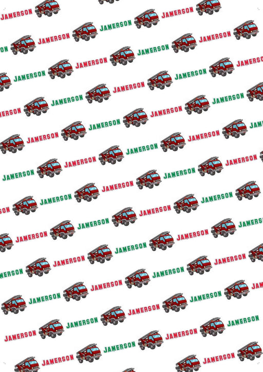 Personalized Fire Truck Birthday Wrapping Paper