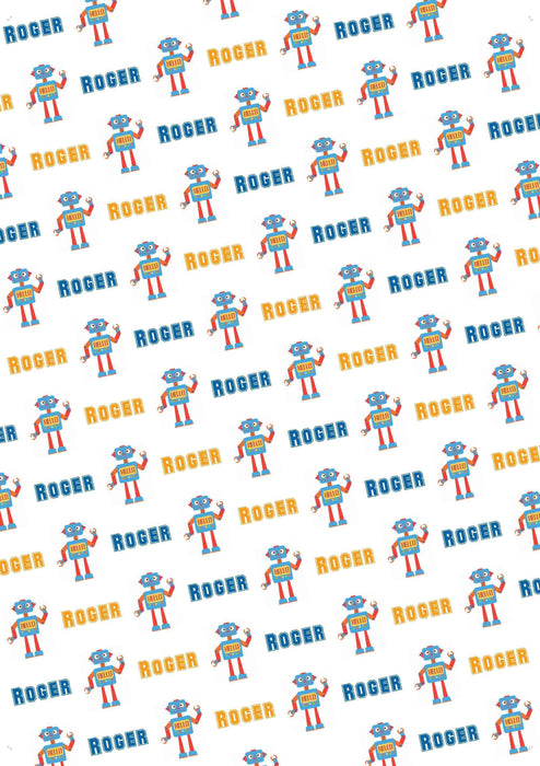 Personalized Robot Birthday Wrapping Paper