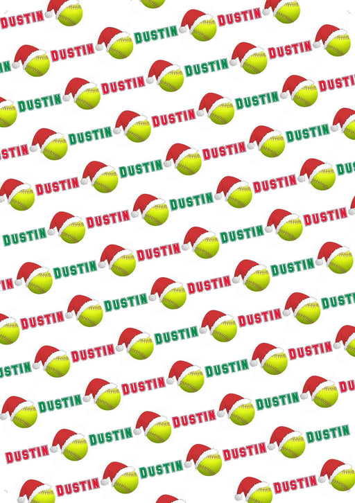 Personalized Softball Christmas Christmas Wrapping Paper