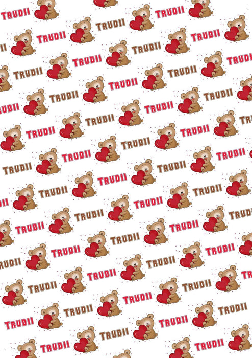 Potter's Printing Personalized Teddy Bear Valentines Wrapping Paper
