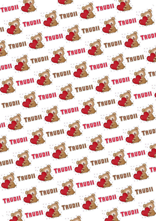 Personalized Teddy Bear Valentines Wrapping Paper
