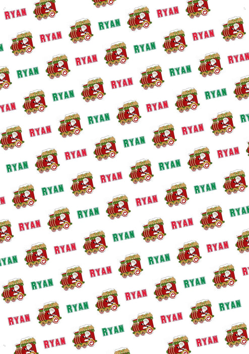 Personalized Train Christmas Wrapping Paper