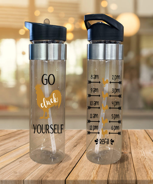 Go Cluck Yourself Design Plastic Water Bottle