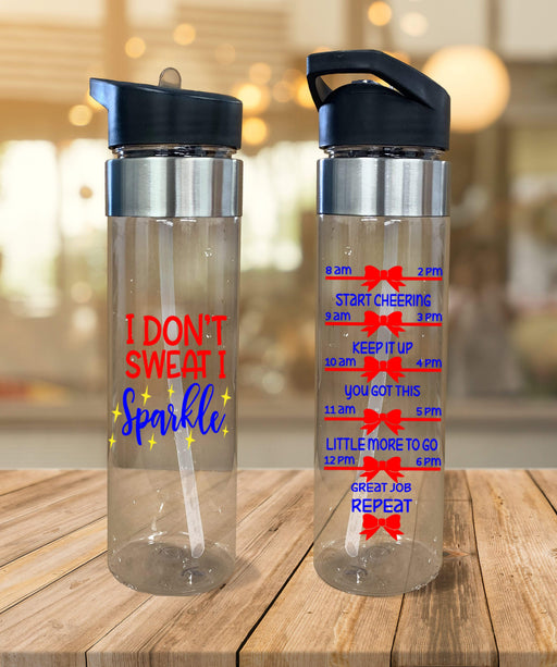 I Don't Sweat I Sparkle Design Plastic Water Bottle