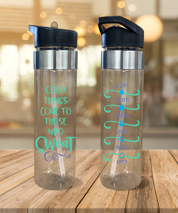 Good Things Come to Those Who Sweat Design Plastic Water Bottle