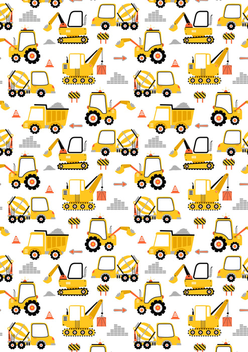 Construction Trucks Pattern Gift Wrap