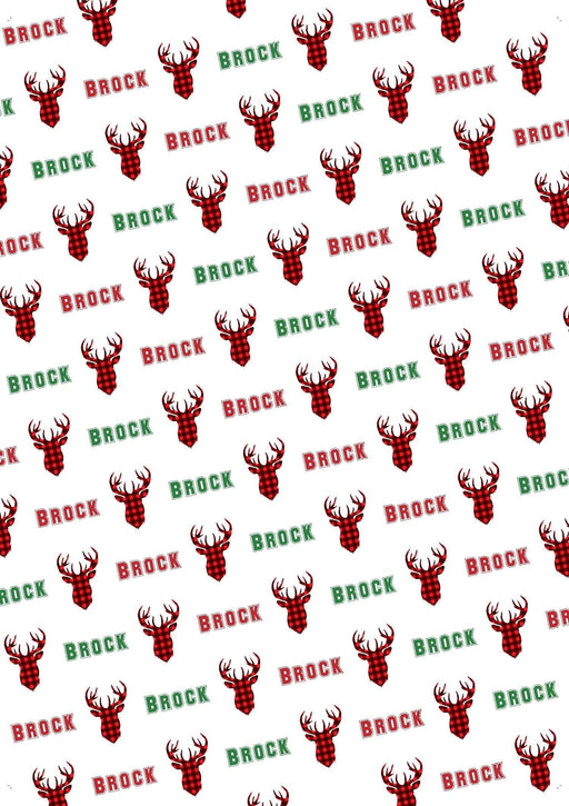 Personalized Buffalo Plaid Deer Birthday Wrapping Paper