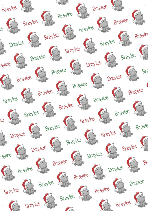 Personalized Hippopotamus Christmas Wrapping Paper
