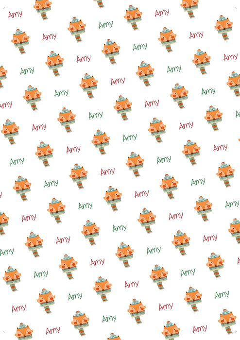 Personalized Fox Christmas Wrapping Paper