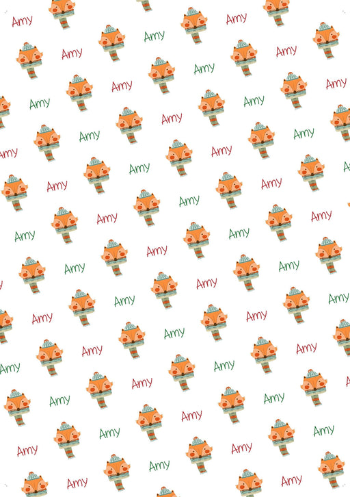 Personalized Fox Christmas Wrapping Paper
