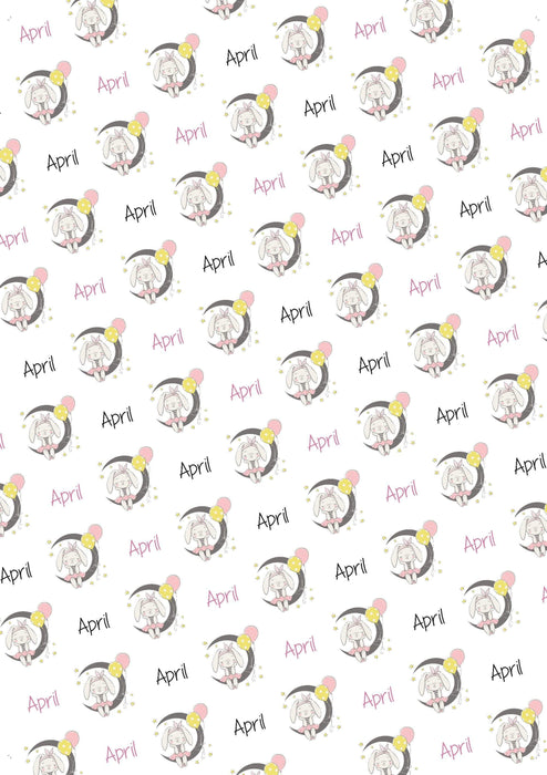 Personalized Bunny and Moon Baby Shower Wrapping Paper
