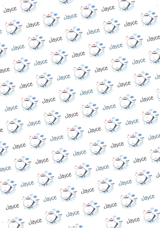 Personalized Baby Whale Baby Shower Wrapping Paper